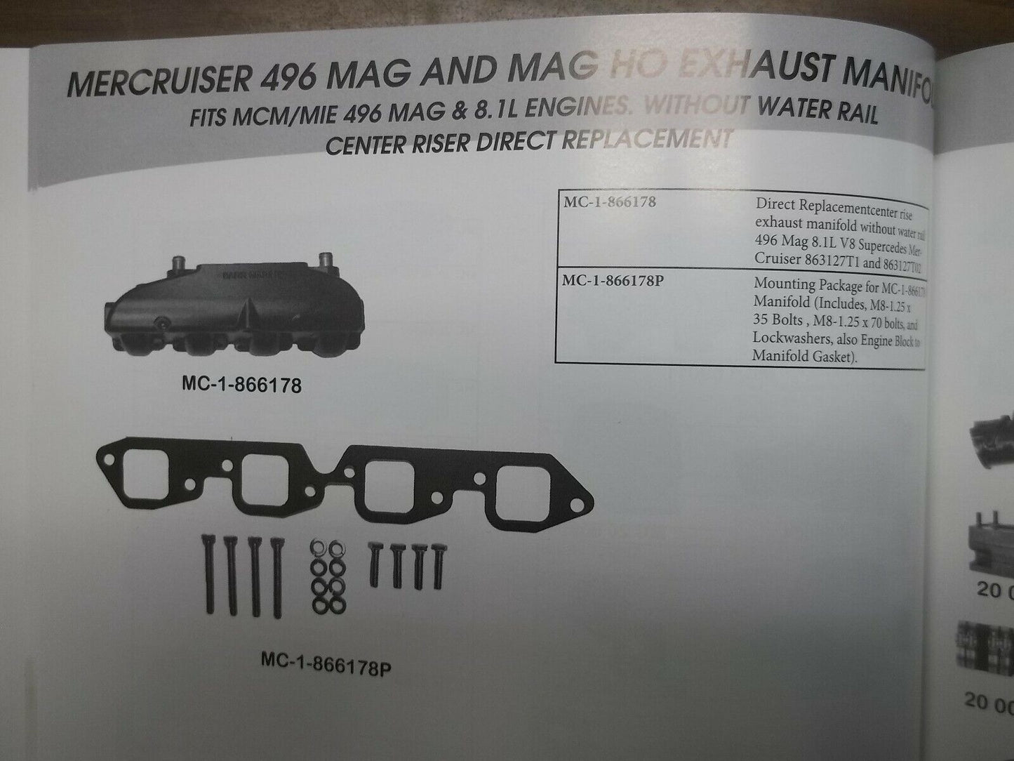 Made in USA Exhaust Manifold Compatible with MERCRUISER Marine Mercury 496 8.1 8.1L 8.2 ho MAG