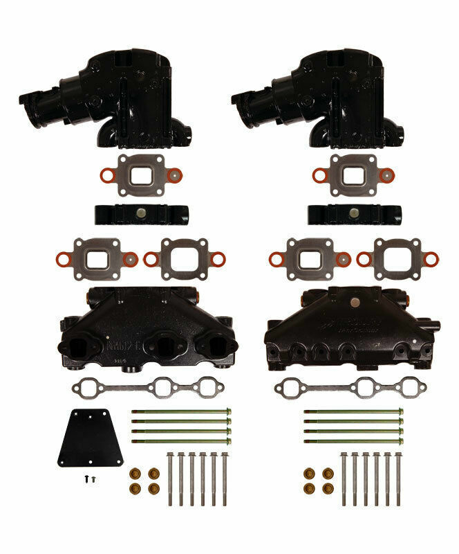 FASWORX Dry Joint Exhaust Manifold kit with Riser/Elbows for Mercury Mercruiser 4.3L V6 Engines, 2005 and Newer (with 1.7 INCH Spacer Between Manifold and Riser/Elbow)