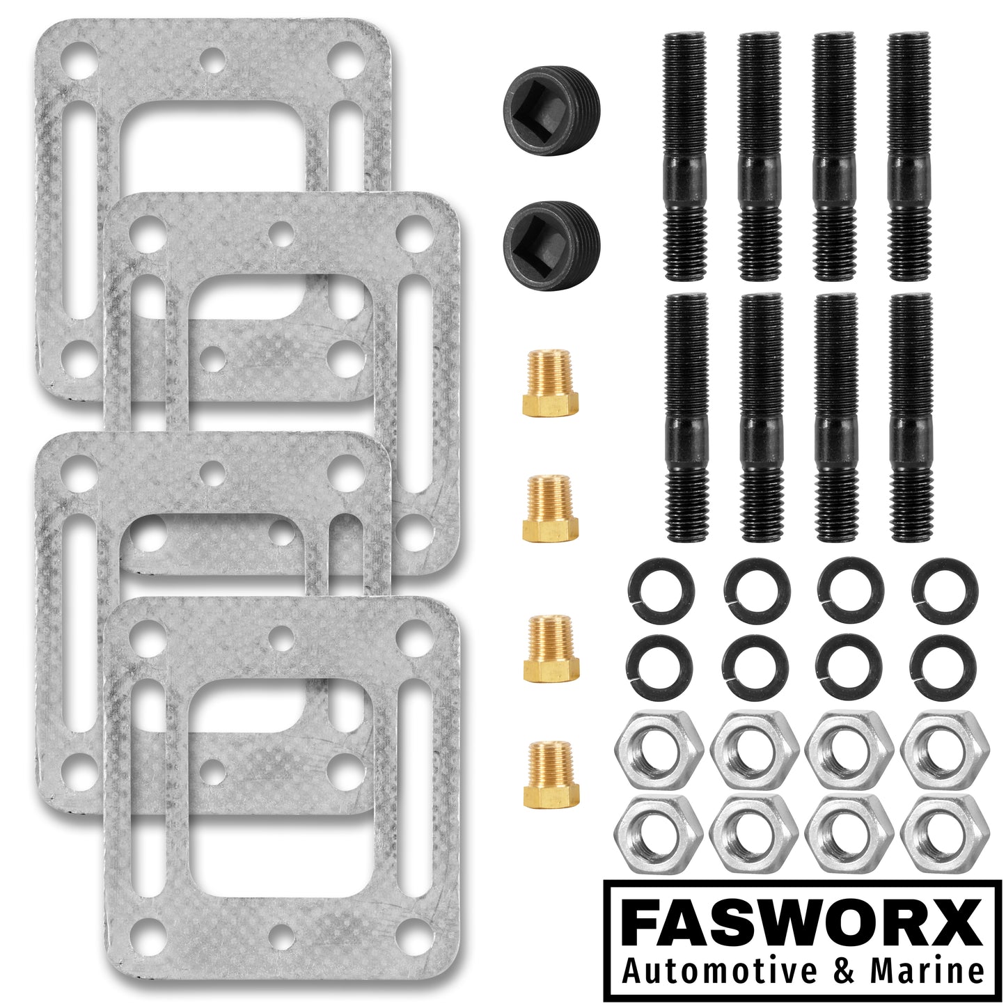 93320A13 3 inch Exhaust Manifold Riser Spacer Kit for MerCruiser 5.0L, 5.7L, 7.4L 350