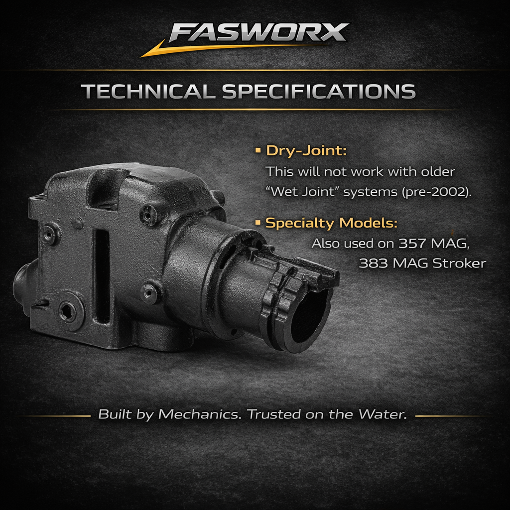 FASWORX Manifold & Riser Kit for MerCruiser 5.0L & 5.7L & 6.2L V8 (305/350/377), 7 Degree Riser Elbow, 3 Inch Spacer Short Bolt, Dry-Joint 2002-2004 - Replaces 865735A02